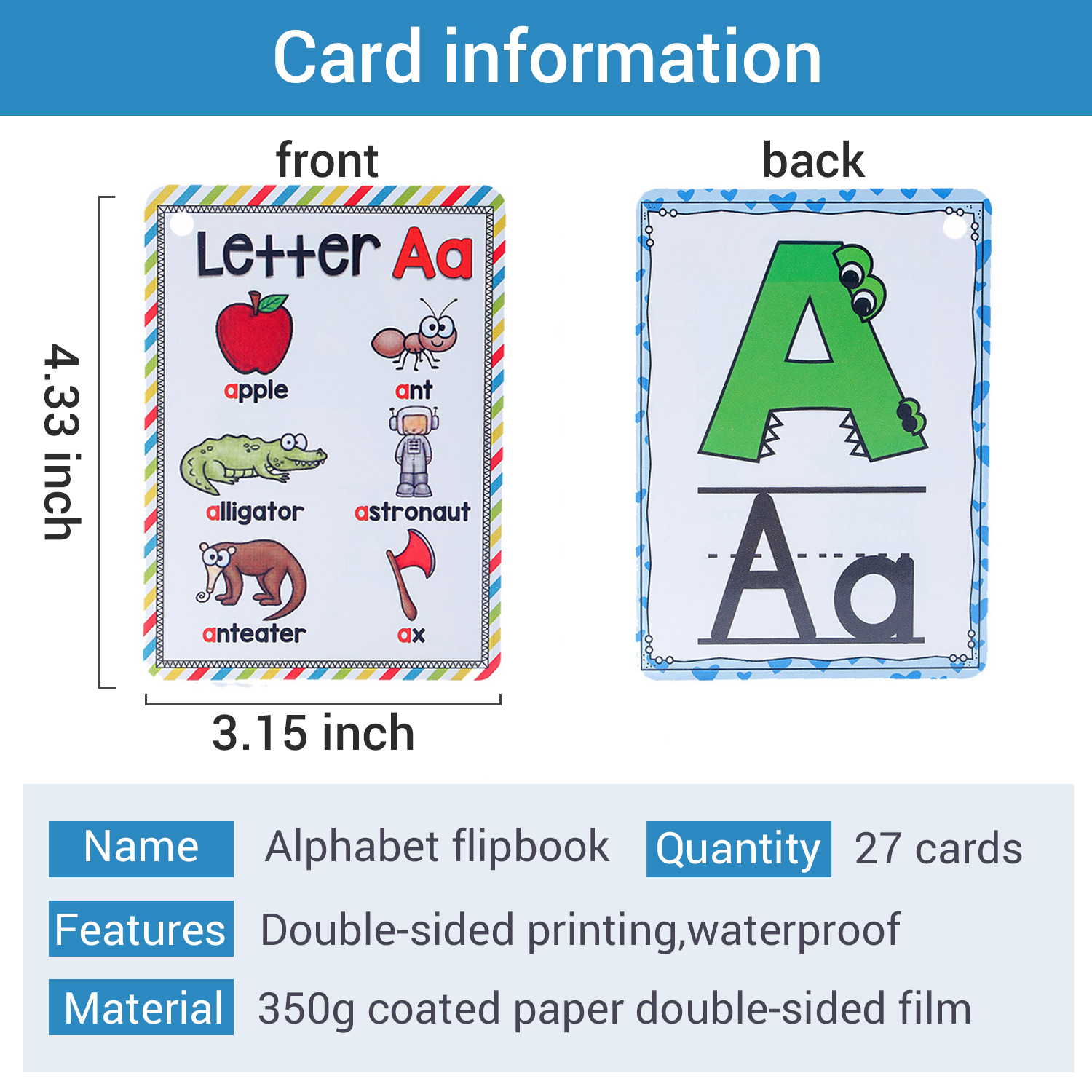 Bview Art الإنجليزية 26 حرفًا  - مراجعة Flash Card Alphabet وسعره